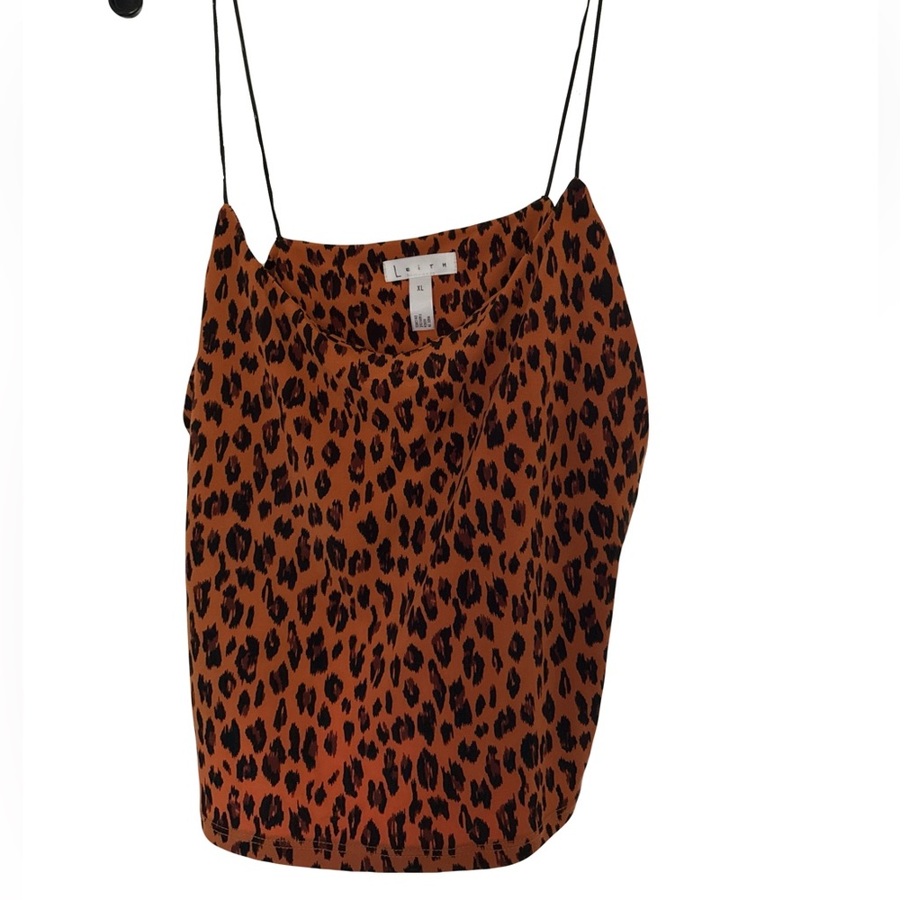 Leith leopard print spaghetti strap tank